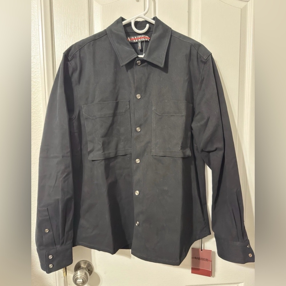 VAYDER TWILL OVERSHIRT BLACK Mens Size L Long Sleeve Shirt Button Up
